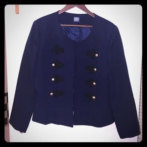 Navy Blue blazer w/ gold and black embellishment